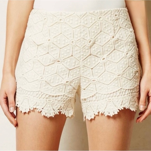 Dolce Vita Pants - Anthropologie Dolce Vita Mid Rise Boho Ivory Crochet Lace Shorts Size 14 Festive